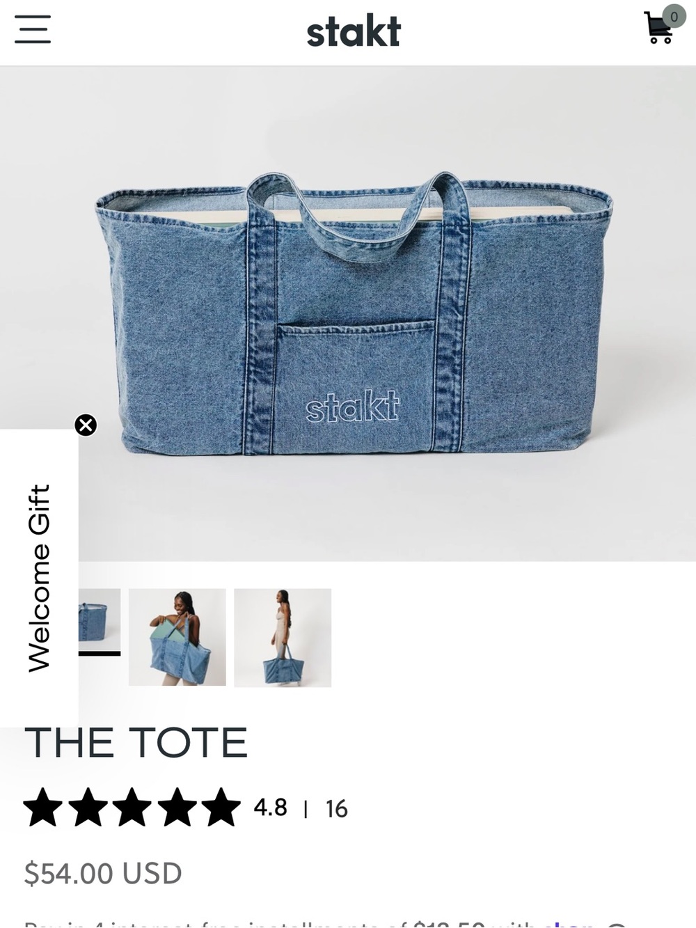 Stakt The Tote Denim Bag NWT